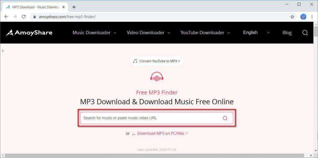 Интерфейс AmoyShare Free MP3 Finder