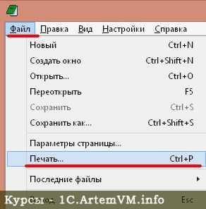 Печать документов в файл. Печать на принтере.